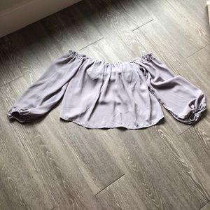 ShowPo Off-The-Shoulder Flowy Gray Top